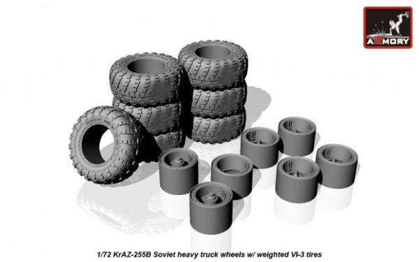AR AC7335   1/72 KrAZ-255B off-road truck wheels w/ weighted VI-3 tires (thumb17352)